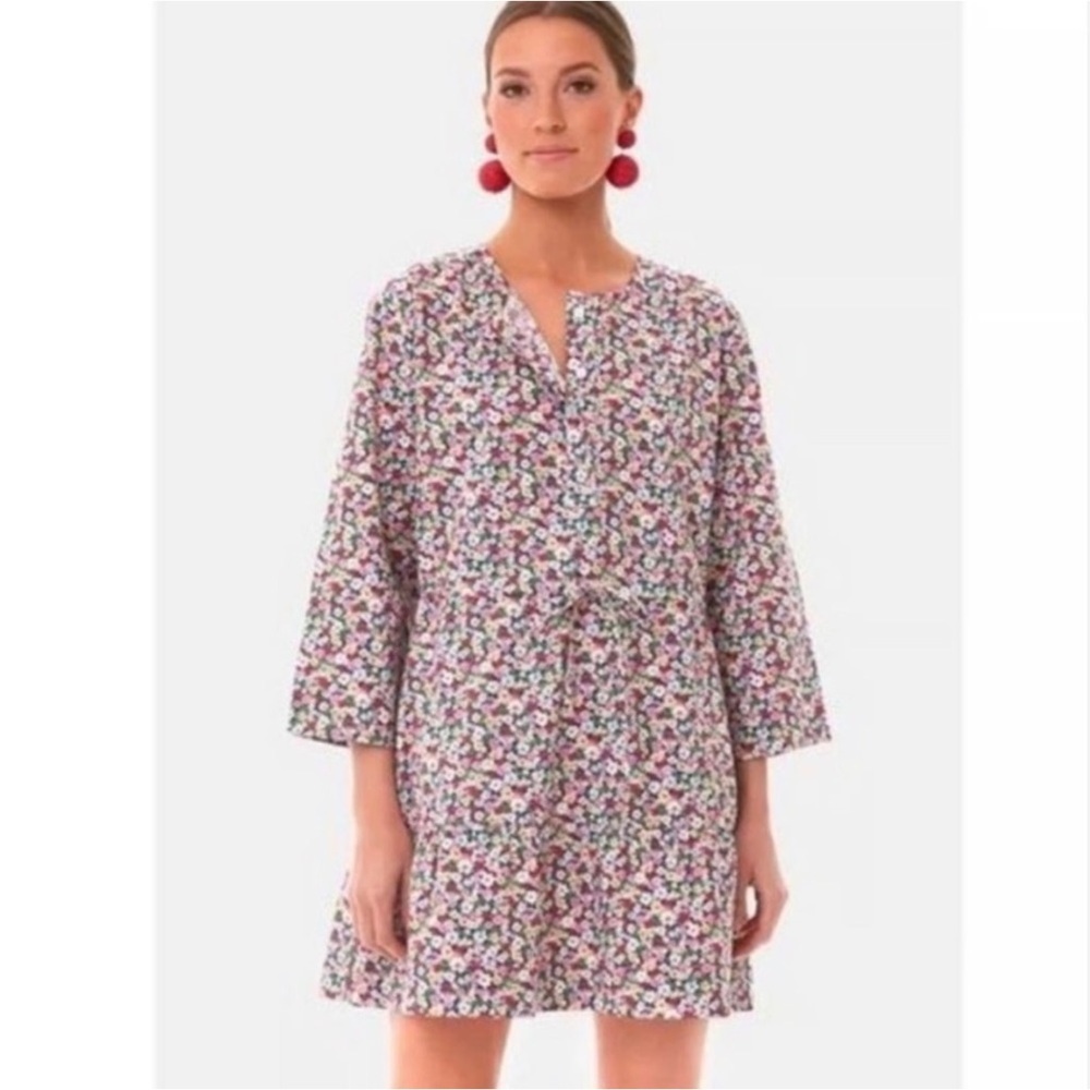 Pomander Place Floral Dress L | Spring Ditsy Daisy Print | Pockets 3/4 Sleeve - Picture 3 of 8